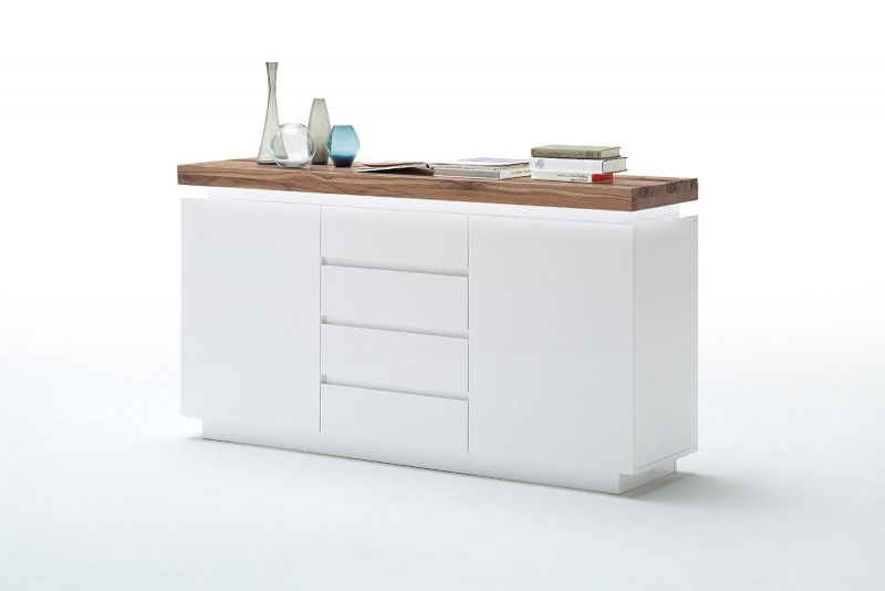 Sideboard Yasmine 2-trig in Weiss Lack-Asteiche