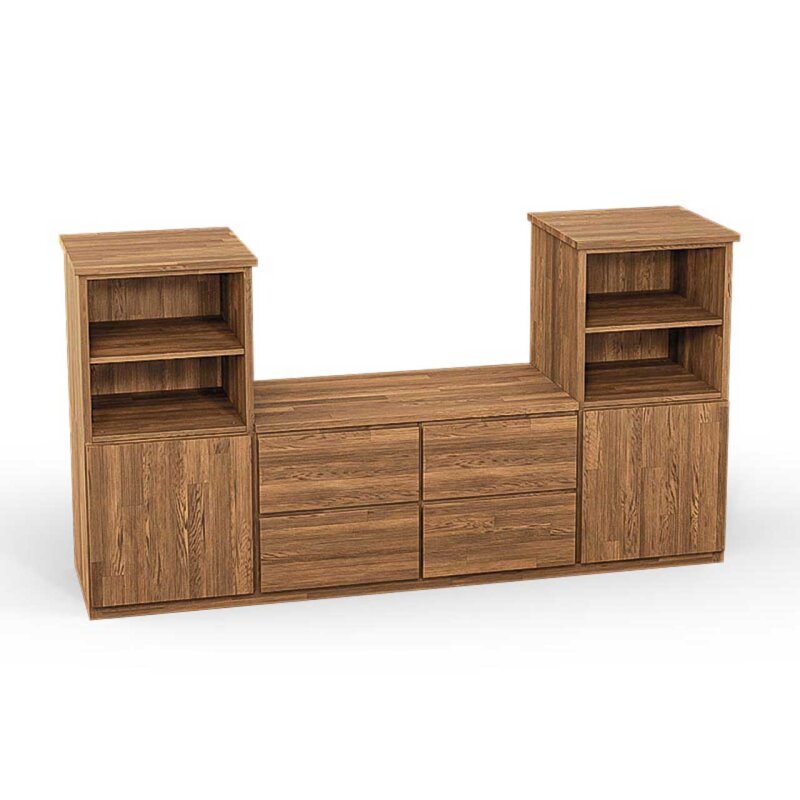 SQUARE Massivholz Regalwrfel-Set Aachen TV-Schrank - Eiche 40 cm