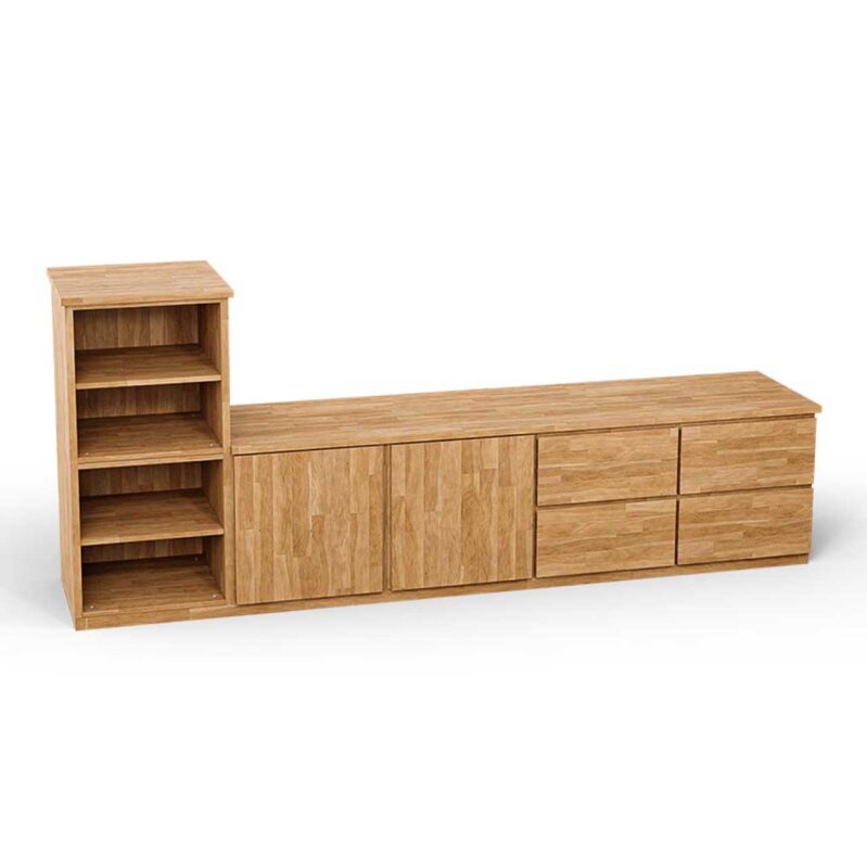 SQUARE Massivholz Regalwrfel-Set Aurora TV-Sideboard - Buche 32 cm Links-Anschlag