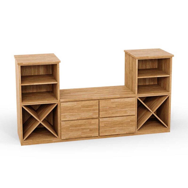 SQUARE Massivholz Regalwrfel-Set Bangkok TV-Schrank - Buche 32 cm