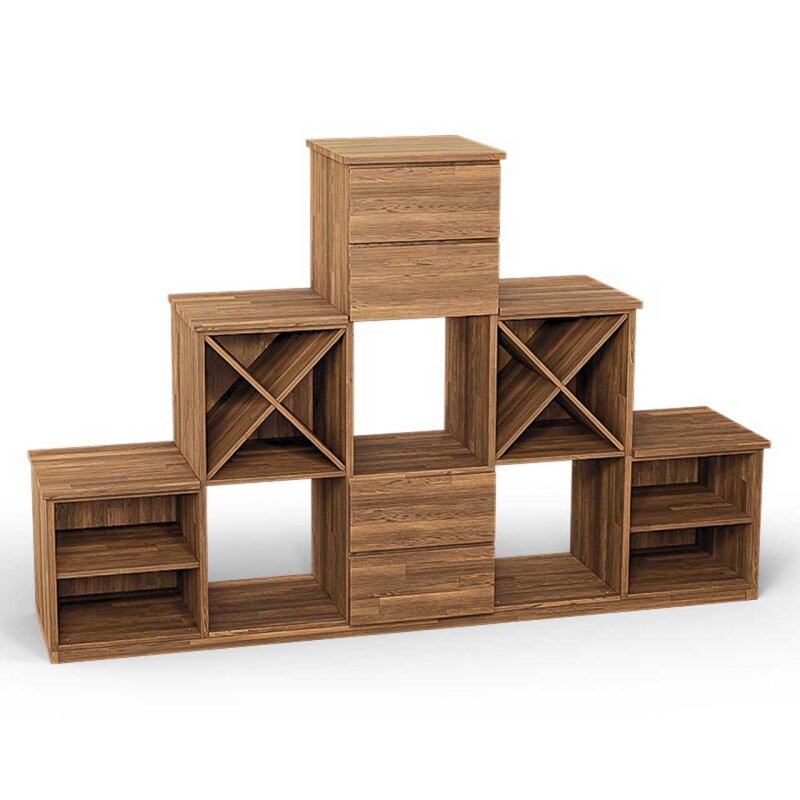 SQUARE Massivholz Regalwrfel-Set Bremen Pyramidenregal - Eiche 40 cm