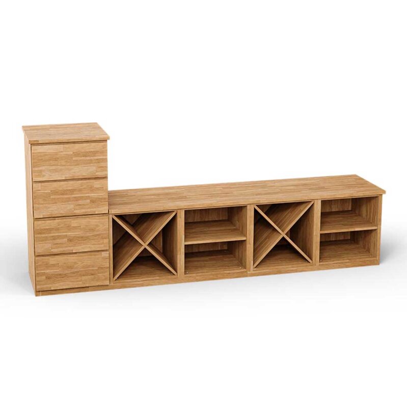 SQUARE Massivholz Regalwrfel-Set Budapest TV-Sideboard - Buche 40 cm Links-Anschlag