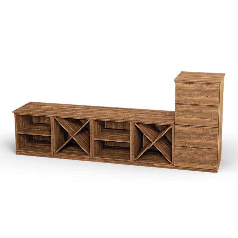 SQUARE Massivholz Regalwrfel-Set Budapest TV-Sideboard - Eiche 32 cm Rechts-Anschlag