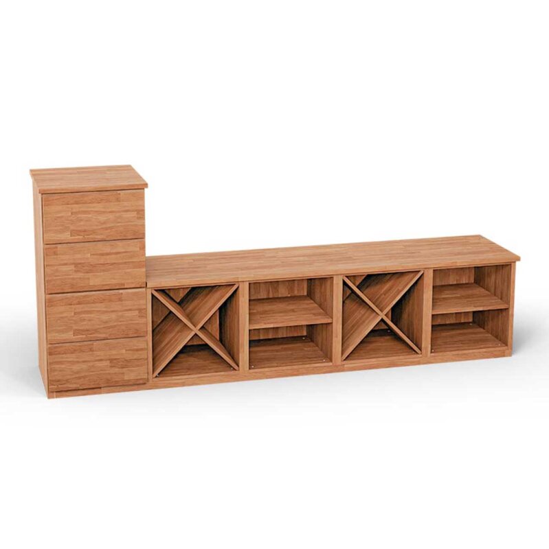 SQUARE Massivholz Regalwrfel-Set Budapest TV-Sideboard - Kernbuche 32 cm Links-Anschlag