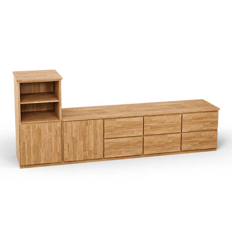 SQUARE Massivholz Regalwrfel-Set Dijon TV-Sideboard - Buche 32 cm Links-Anschlag