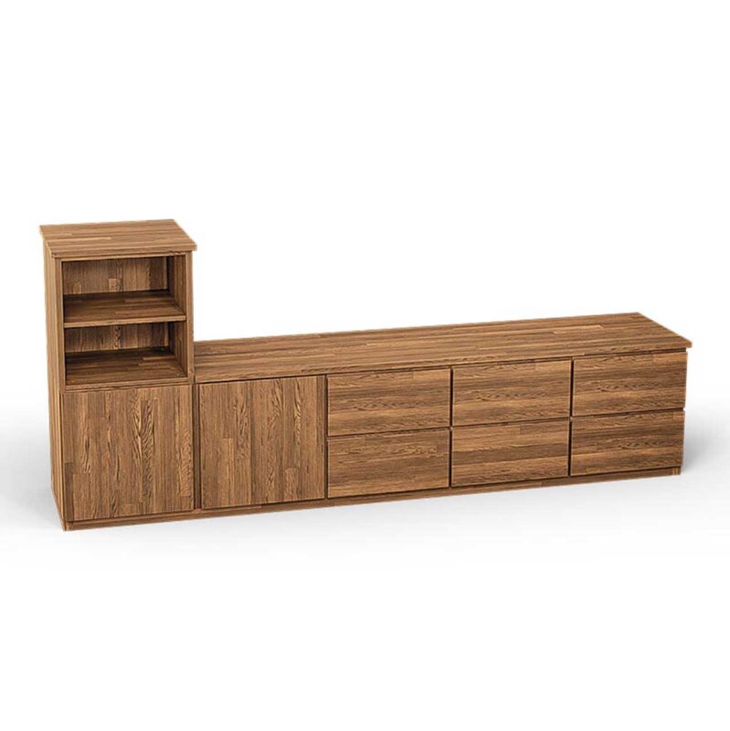 SQUARE Massivholz Regalwrfel-Set Dijon TV-Sideboard - Eiche 32 cm Links-Anschlag