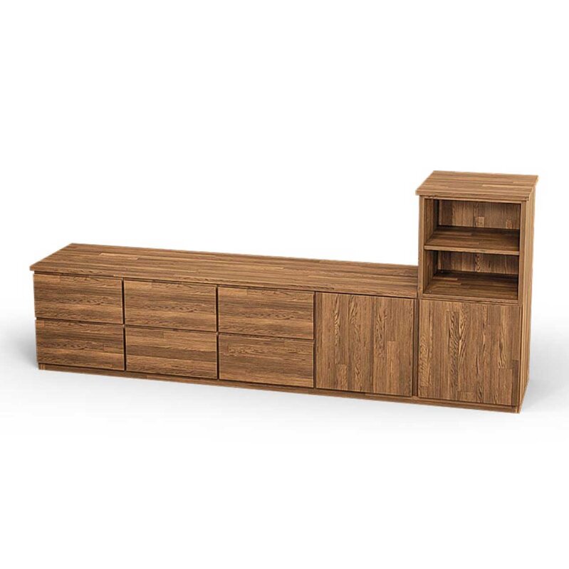 SQUARE Massivholz Regalwrfel-Set Dijon TV-Sideboard - Eiche 40 cm Rechts-Anschlag