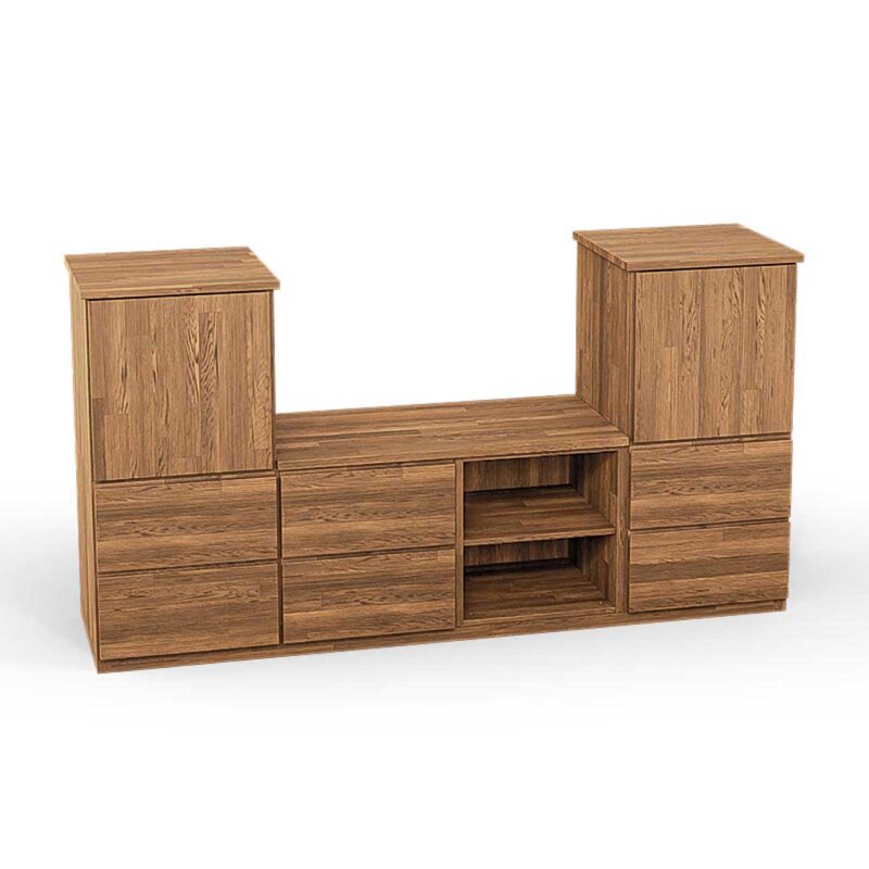 SQUARE Massivholz Regalwrfel-Set Dublin TV-Schrank - Eiche 32 cm