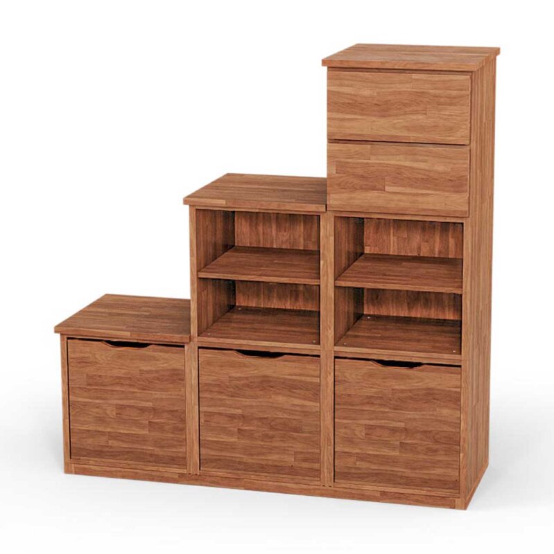 SQUARE Massivholz Regalwrfel-Set Genf Stufenregal - Erle 32 cm Rechts-Anschlag