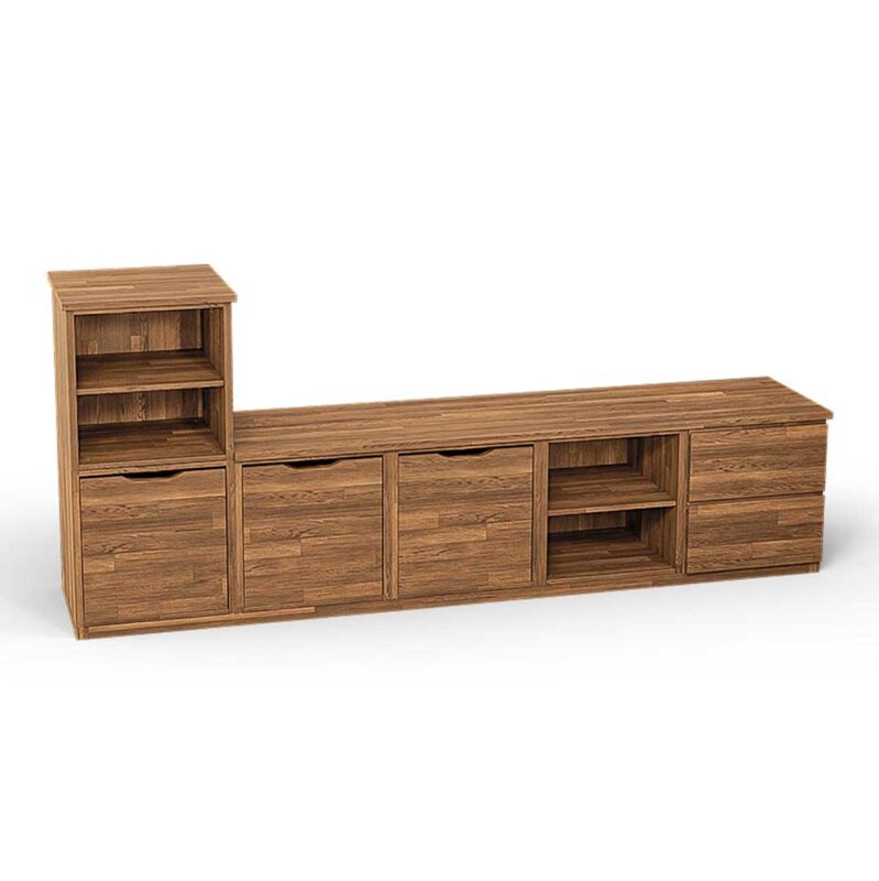 SQUARE Massivholz Regalwrfel-Set Gttingen TV-Sideboard - Eiche 40 cm Links-Anschlag