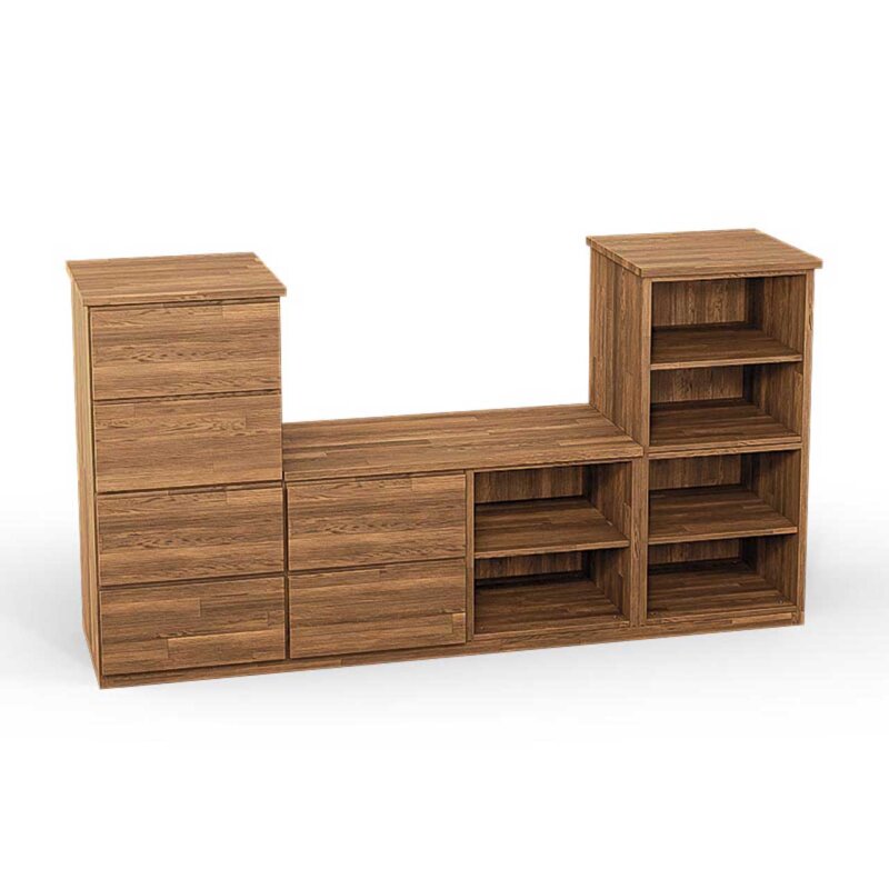 SQUARE Massivholz Regalwrfel-Set Konstanz TV-Schrank - Eiche 40 cm