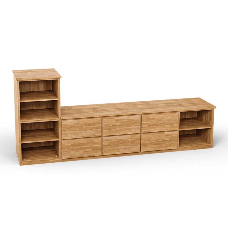 SQUARE Massivholz Regalwrfel-Set Kopenhagen TV-Sideboard - Buche 32 cm Links-Anschlag