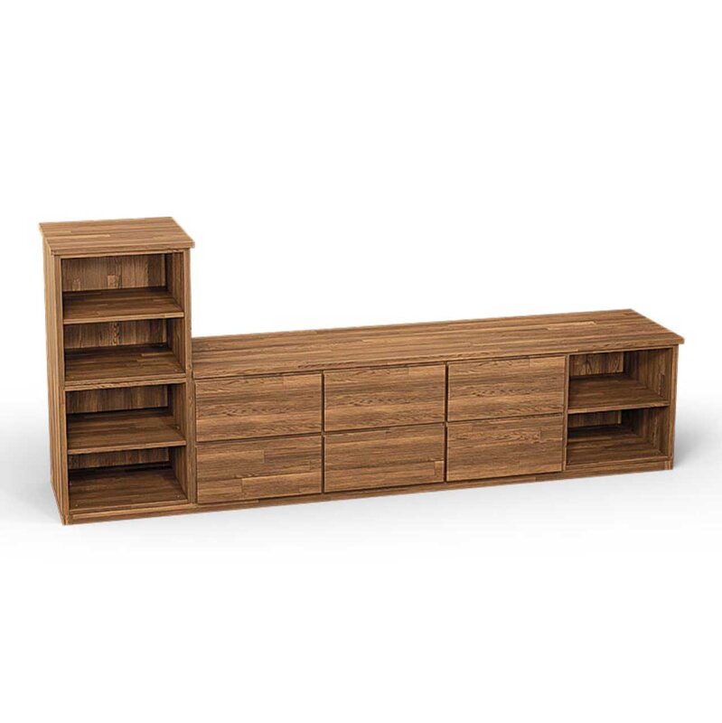 SQUARE Massivholz Regalwrfel-Set Kopenhagen TV-Sideboard - Eiche 40 cm Links-Anschlag