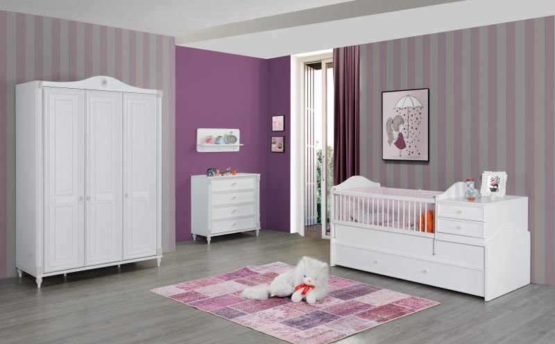 Titi Babyzimmer Set in Weiss Goldi mitwachsend 4-teilig