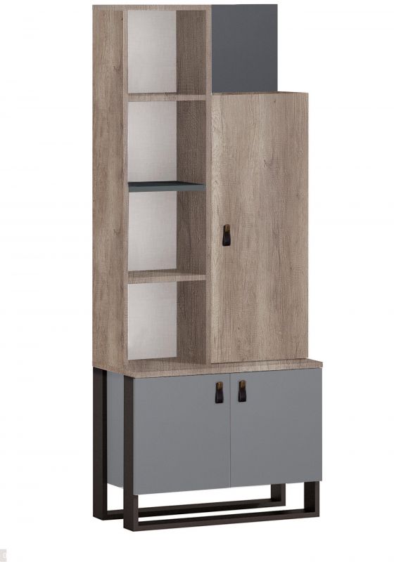 Titi Design Bcherregal in Grau Holzoptik Corner 3-trig