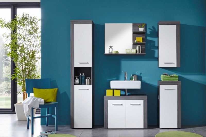 Trendteam Badezimmer Set Miami 5-teilig in Weiss-Silber