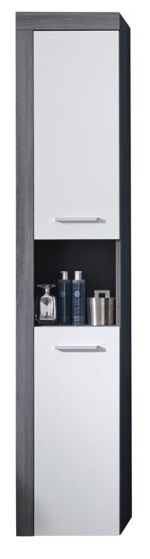 Trendteam Hochschrank Miami 2-trig Silber Weiss