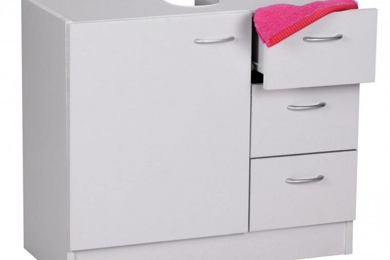 Waschbeckenschrank mit Schubfchern und Tr Weiss