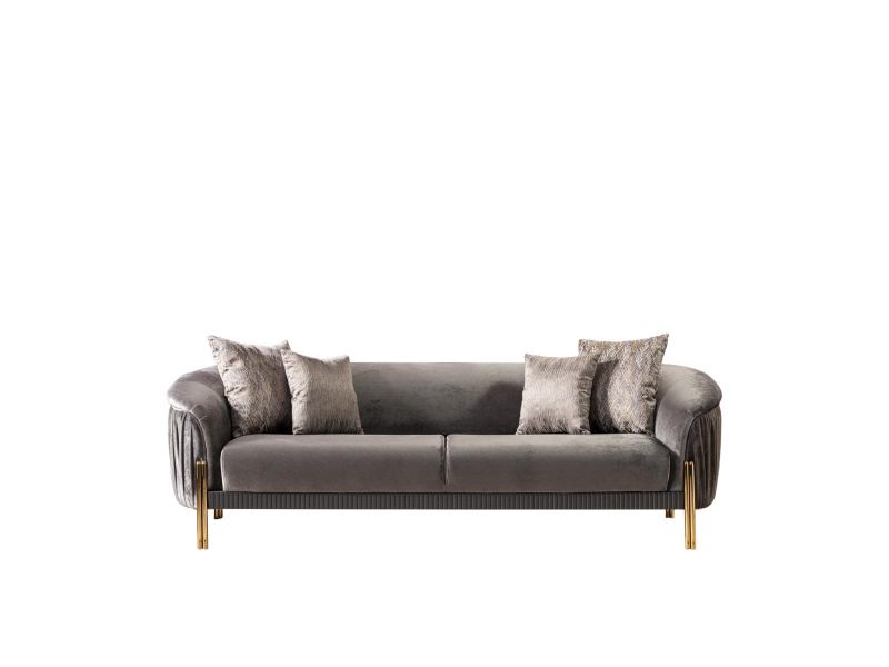 Weltew Couch Florya Grau 2-Sitzer mit Schlaffunktion