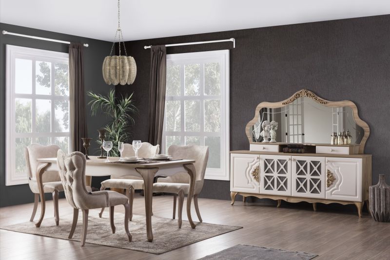 Weltew Esszimmer Set Balat mit Sideboard in Creme unter Hauptkategorie Mlux > Essen > Esszimmer Set