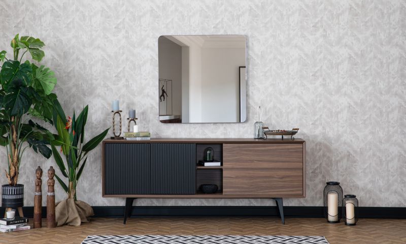 Weltew Esszimmer Sideboard Polo Walnuss Schwarz