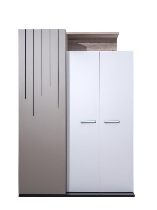 Weltew Kleiderschrank Cross 3-trig Weiss Grau