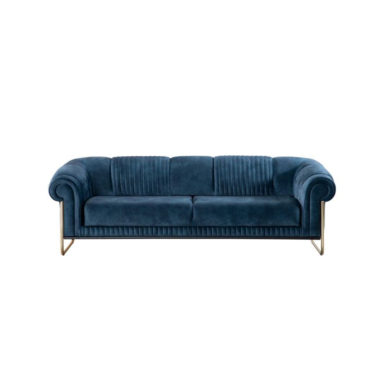 Weltew Sofa 2-Sitzer Bornova mit Schlaffunktion Blau