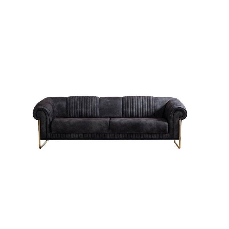 Weltew Sofa 2-Sitzer Bornova mit Schlaffunktion Schwarz