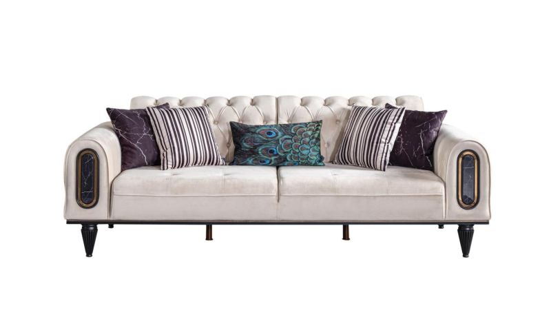 Weltew Sofa 2-Sitzer Istinye mit Schlaffunktion Creme