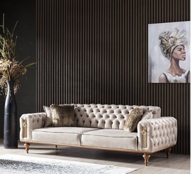 Weltew Sofa Beyoglu 2-Sitzer in Beige gesteppt