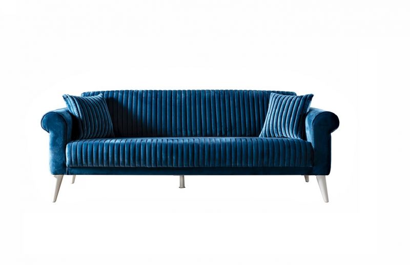 Weltew Sofa mit Schlaffunktion 2-Sitzer Gino Blau