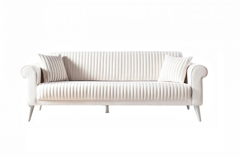 Weltew Sofa mit Schlaffunktion 2-Sitzer Gino Creme