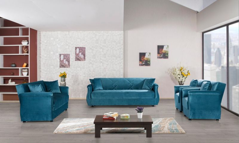 Windy Sofa Garnitur mit Schlaffunktion in Blau Buket